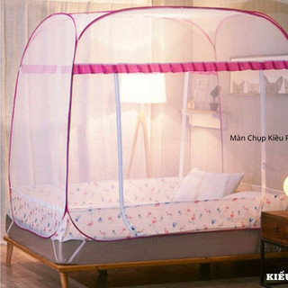 Màn chụp tự bung đỉnh vuông có viền chân 💖Mùng chụp tự bung cho người lớn chống muỗi gấp gọn tiện dụng