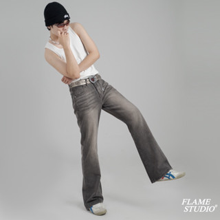 "LIGHT GREY " FLARE DENIM   - Quần Jeans Nam Ống Loe màu Light Grey 100% Cotton