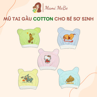 Mũ cotton tai gấu cho bé sơ sinh
