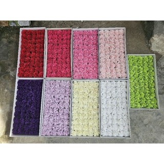 Hộp 50 bông cẩm chướng xù, chất liệu hoa sáp thơm