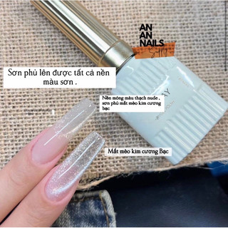 Mắt mèo kim cương Bạc ánh trắng , Phủ lên tất cả nền sơn- an an nail