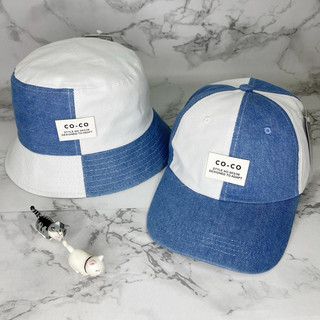Cặp nón kết mũ lưỡi trai - bucket tròn mạc vuông in chữ C.O nón trắng xanh thời trang unisex