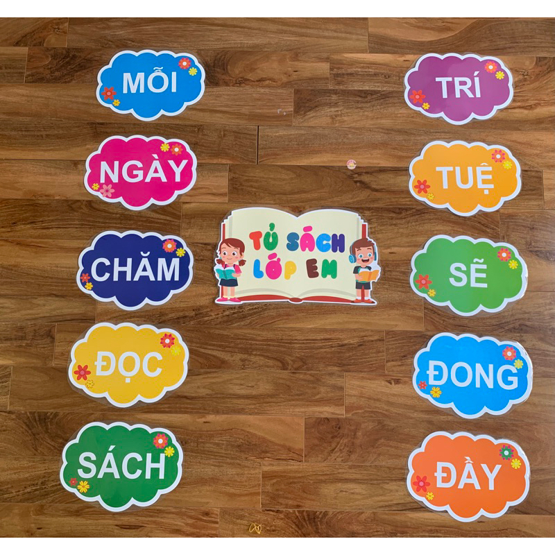 Khẩu hiệu trang trí thư viện Tủ Sách Lớp Em "Mỗi ngày đọc một cuốn sách"