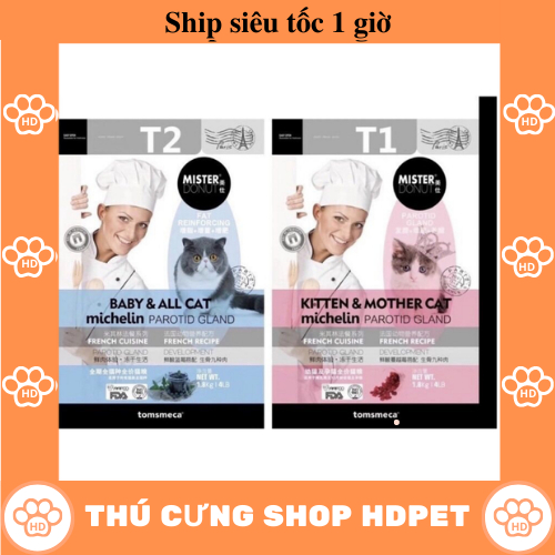Thức ăn cho mèo hạt Mister Donut T1 & T2 cao cấp cho mèo
