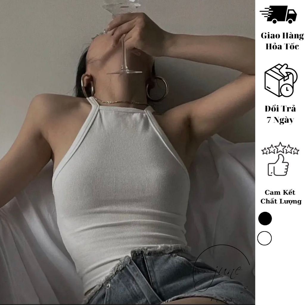 Áo Croptop Cổ Yếm Ôm Body JUNE.SG Áo croptop ôm body nữ D118
