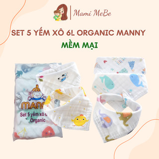 Set 5 yếm xô 6 lớp Organic Manny cho bé