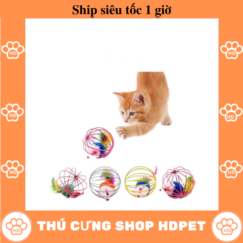 Quả Bóng Lồng Sắt Có Chuột Giả Đồ Chơi Cho Thú Cưng Chó Mèo HD Pet