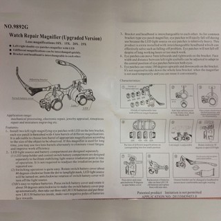 Kính lúp đeo mắt có đèn V2 - 9892G