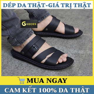 Dép quai hậu nam chất liệu da bò đế cao su đúc nguyên khối khâu chỉ dù bền bỉ GM909
