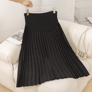 Chân váy bầu midi xếp ly lụa gân Thượng Hải - CV03
