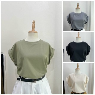 Áo Thun Tổ Ong Kiểu Tay Hến, Áo Phông Cộc Tay Cổ Tròn Form Vừa, Áo Kiểu Basic Trơn Chất Vải Co Dãn Thoáng Mát