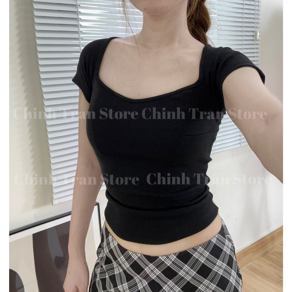 Áo Cúp Cổ Vuông Dáng Ôm Chất Thun Tăm Lên Dáng Siêu Xinh | BigBuy360 - bigbuy360.vn