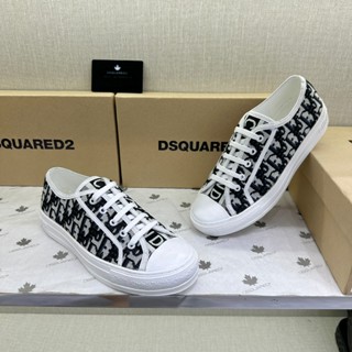 Giày thể thao sneaker nam nữ CD vải canvas dệt vân monogram phối vạch sọc chữ mũi da đế cao boy phố GS120P