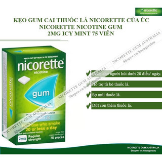 KẸO CAI THUỐ.C LÁ NICORETTE GUM 2MG VỊ BẠC HÀ 75 VIÊN
