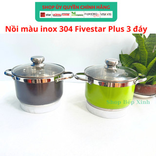 Nồi inox 304 màu Fivestar 16cm nắp inox 3 đáy dùng được mọi bếp , hàng chính hãng , bảo hành 5 năm