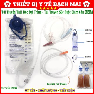 Combo Túi Truyền Enema Cà Phê Thải Độc Đại Tràng PT Medical 1200ml + Dây Nối Truyền