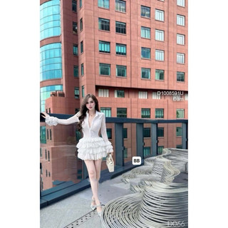Đầm sơ mi phối tầng tay dài sang trọng VIENS STORE