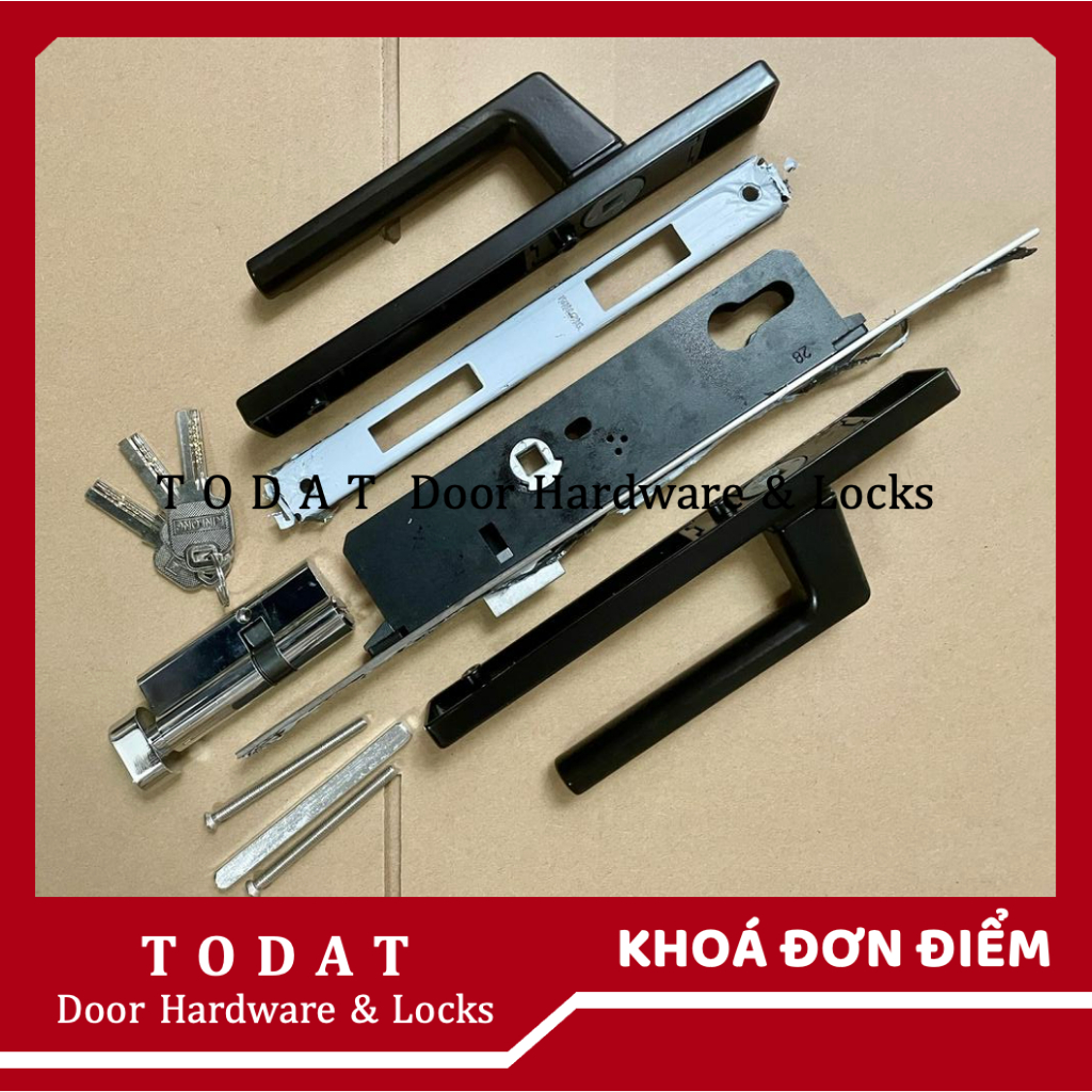 Khóa Tay Gạt ĐƠN ĐIỂM Kinlong dùng cho cửa nhôm Xingfa Hệ 55 (Đen/Trắng/Xám)