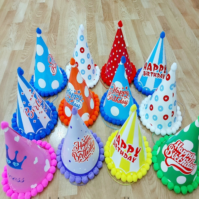 Mũ viền bông sinh nhật (set 10 cái)