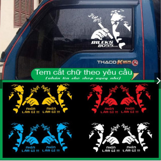 Cặp tem ông HutThuoc dán kính xe tải, ô tô tem làm tên yêu cầu