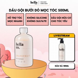 Dầu gội bưởi thảo mộc tinh dầu tự nhiên Pink Grapefruit Hella Beauty 500ml