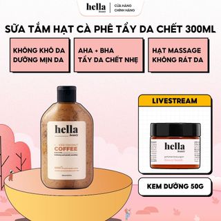Sữa tắm tẩy tế bào chết hạt cà phê hữu cơ Hella Beauty 300ml