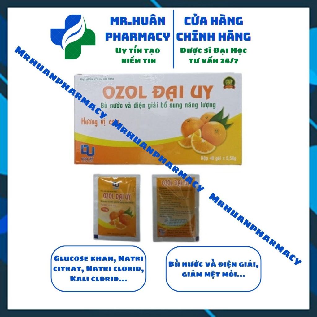 Oresol Cam Ozol Đại Uy (Hộp 40 gói) - Bù nước và điện giải bổ sung năng lượng