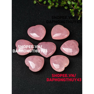 Trái tim thach anh hồng khối hồng hình trái tim dày đẹp phong thuỷ vip