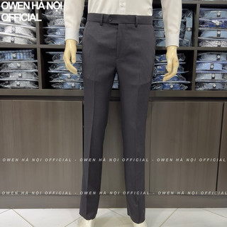 Quần âu owen màu đen caro chìm slim fit vải nano QS23502