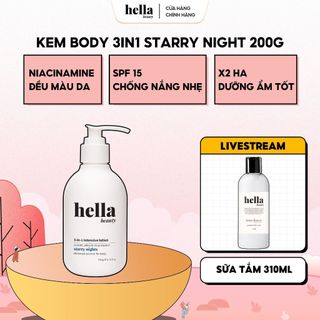 Kem body trắng da Nâng tone tức thì Dưỡng ẩm Chống nắng Hella Beauty 200g