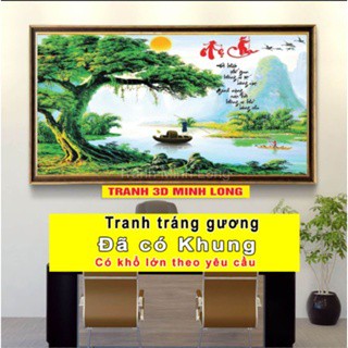 Tranh chữ thư pháp tráng gương, tranh phong thủy mừng thọ, quà tặng tân gia, ý nghĩa may mắn