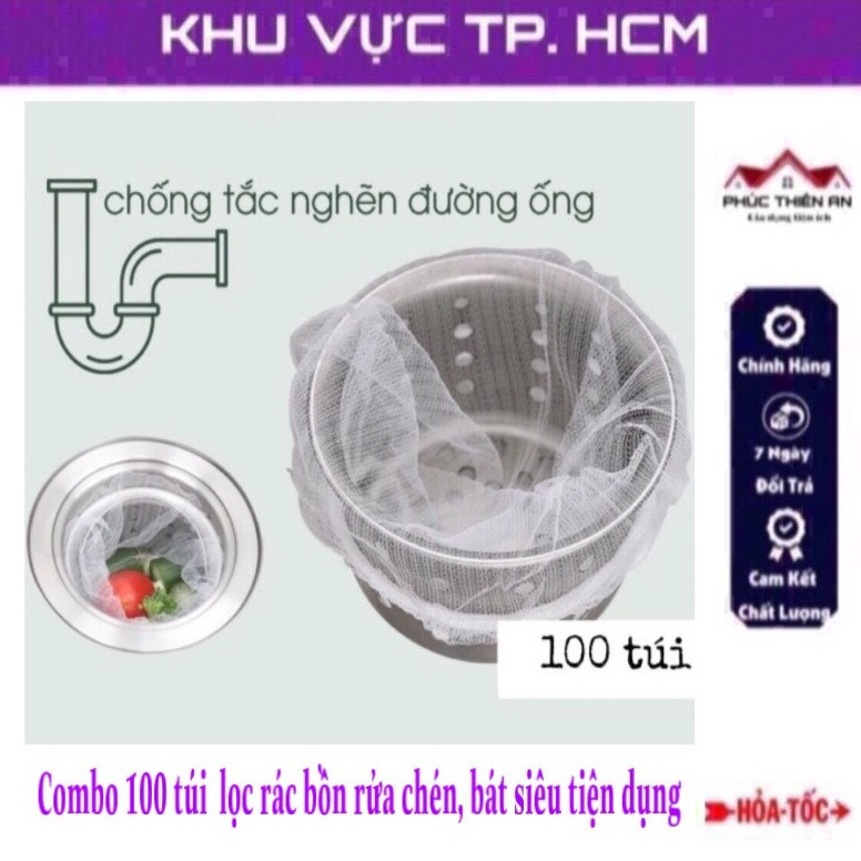 Bịch 100 túi lọc rác bồn rửa chén, bát (khoảng 50-100 túi lưới/bịch) - siêu tiện dụng, hiệu quả