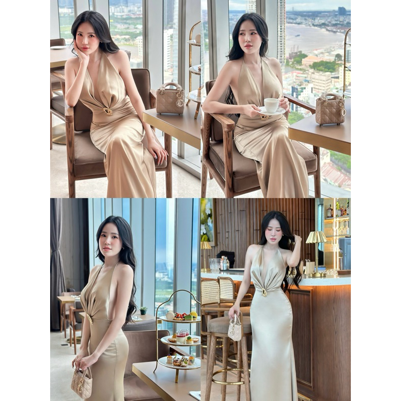 Đầm Yếm Lụa Dài Khoen Phụ Kiện Thiết Kế By Thaobibi