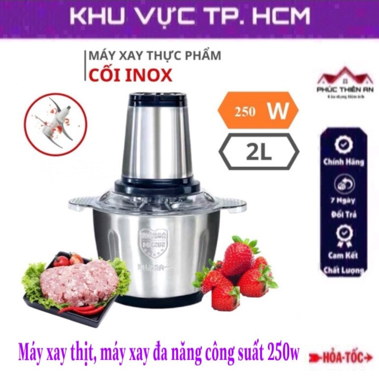 ?Bảo Hành 1 Đổi 1? Máy Xay Thịt, Máy Xay Đa Năng, Công Suất 250W, Cối Inox304, 4 Lưỡi Dao Sắc Bén