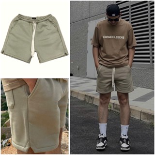 Quần short đùi nam nữ thun nỉ bông cotton trơn basic EWIGEN màu BE XÁM , thể thao , đứng form , gọn gàng thoáng mát