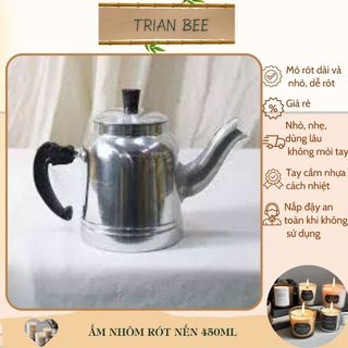 Ấm nhôm nhỏ giót sáp nến 450ml, tay cầm nhựa cách nhiệt - dụng cụ làm nến Trian Bee