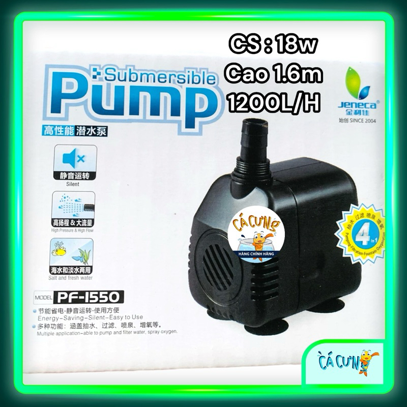 Máy Bơm chìm Jeneca PF-1550 cho hồ cá - Bơm bể cá 18w (Hàng chính hãng)