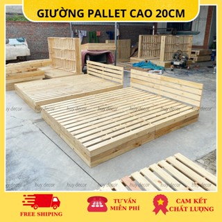 [ CÓ HƯỚNG DẪN LẮP] Giường pallet gỗ thông từ 1m2x2m, 1m8x2m cao 20cm Huy decor