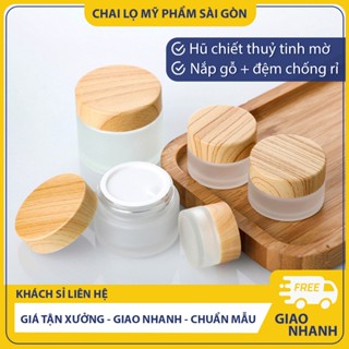 Hũ thủy tinh chiết kem, mỹ phẩm, 5g, 10g, 15g, 20g, 30g, 50g, 60g, hũ nắp vặn giả gỗ sang trọng - BuyOne - BOPE30