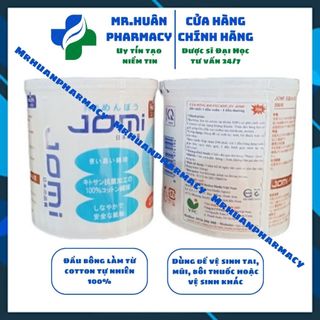 Tăm Bông Kháng Khuẩn Jomi (Hộp 200 chiếc) - Đầu bông từ 100% cotton tự nhiên, thân tăm làm từ giấy