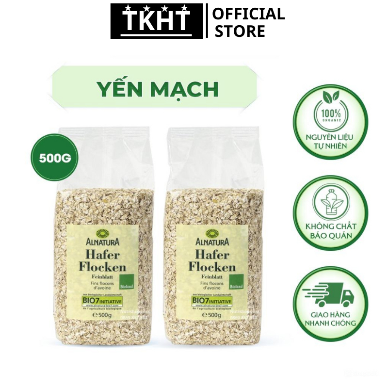 Yến Mạch Giảm Cân Cán Dẹt Đức HAFER FLOCKEN, Yến Mạch Ăn Liền Túi 500g [ Hỏa Tốc] SP001734)