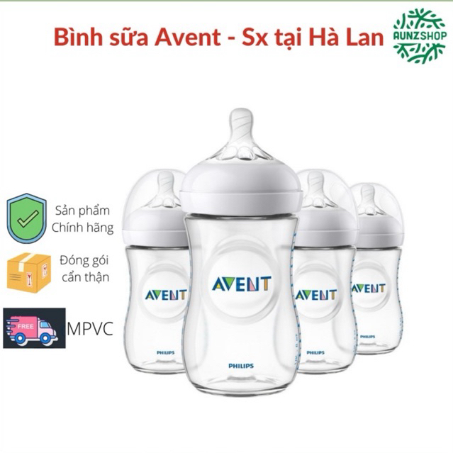 Bình sữa chống đầy hơi Avent Natural 260ml & 125ml