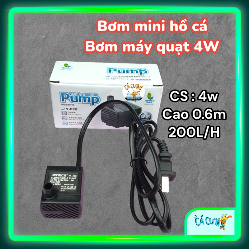 Máy Bơm chìm Jeneca PF-228 hồ cá - Bơm mini hồ cá, bơm thay máy quạt 4w (Hàng chính hãng)