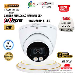 Camera Dahua HDW 1239TP-A-LED-S2 có mic full màu ban đêm dome kim loại