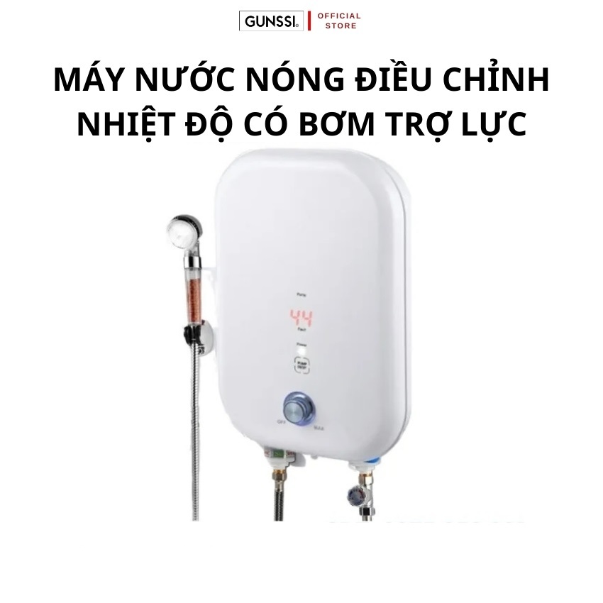 Máy nước nóng trực tiếp điều chỉnh nhiệt độ có bơm tăng áp Gunssi, bình nóng lạnh trực tiếp nóng nhanh trong 30 giây
