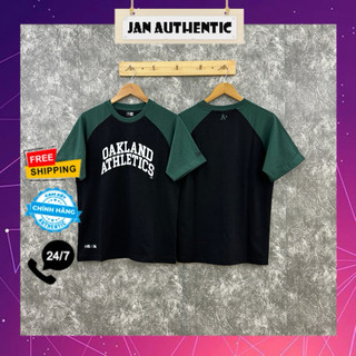 Áo Thun NEW ERA A’S Đen Tay Xanh Lá Auth | Jan.Authentic