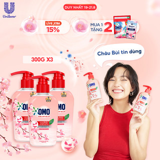 Combo 3 chai nước giặt đồ lót omo hương hoa anh đào thanh lịch 300g