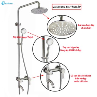 Bộ Sen cây tắm đứng NÓNG LẠNH INOX 304 Sentano (Kiểu tròn), Sen cây tăng áp lõi nước mạnh