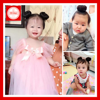 Tóc giả cho bé ❤️FREESHIP❤️ Búi tóc giả cho bé gái kẹp tóc cực tiên lợi ❤️ Búi tóc natra cực đáng yêu