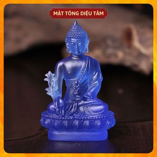Tượng Phật Dược Sư Xanh Dương Phong Thuỷ Cao 13cm Để Taplo Ô Tô Văn Phòng